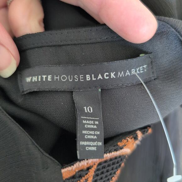 WHBM Peplum Top Blouse Long Sleeve Chiffon Embroidered Bishop Empire Size 10 - Picture 7 of 11